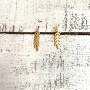 Boho Brass Leaf Crawler Earrings